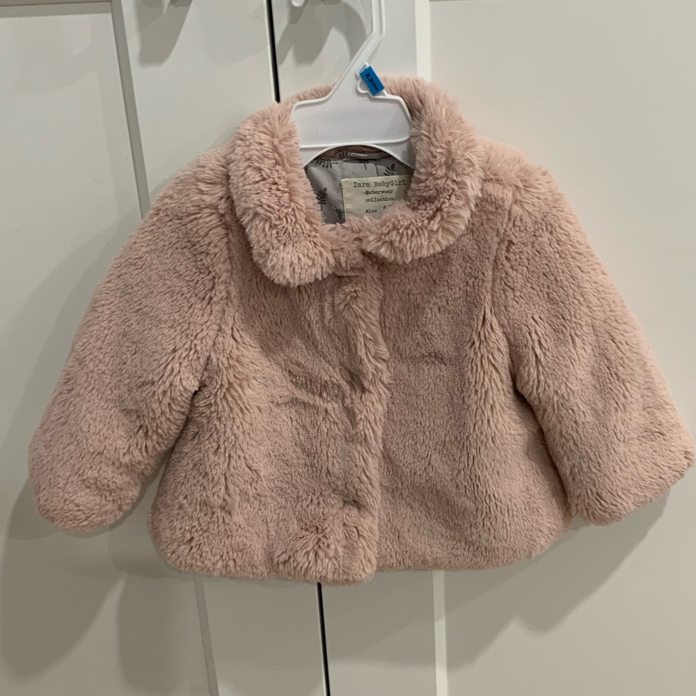 Zara Pink Winter Jacket 6/9 Months